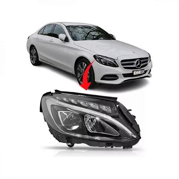 Farol c180 mercedes benz de 2015 a 2018 lado esquerdo totalmente em LED sem reator