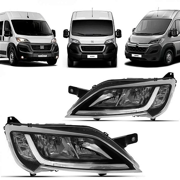 Farol jumper citroën e boxer peugeot de 2018 a 2025 e ducato fiat de 2023 a 2025 lado direito com LED