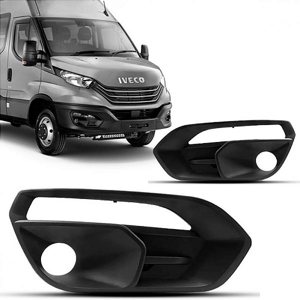 Grade do para choque iveco de 2020 a 2025 lateral dianteira lado direito com friso cromado com furo para auxiliar e luz diurna