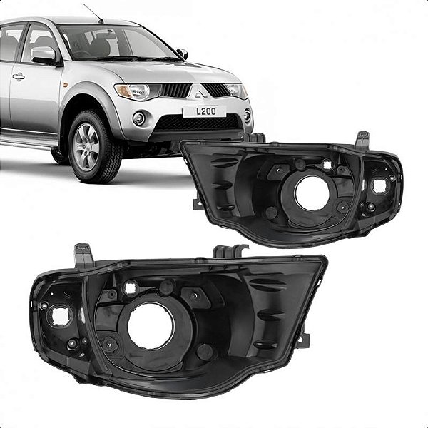 Carcaça de farol triton mitsubishi de 2007 a 2016 lado esquerdo