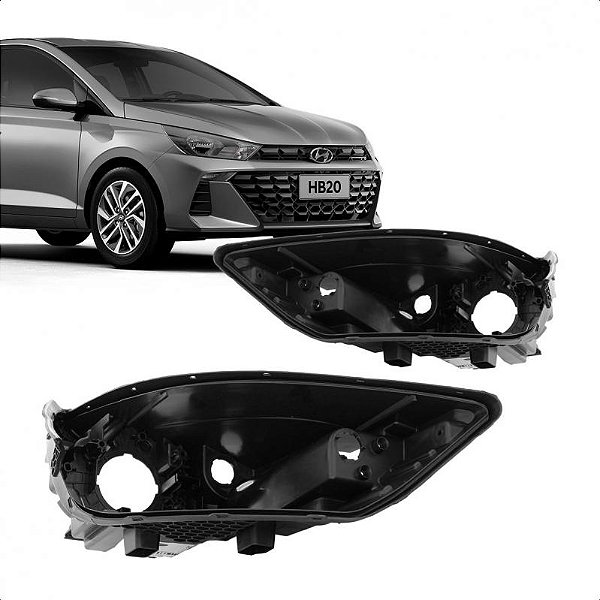 Carcaça de farol hb20 hyundai de 2023 a 2026 lado direito sem LED