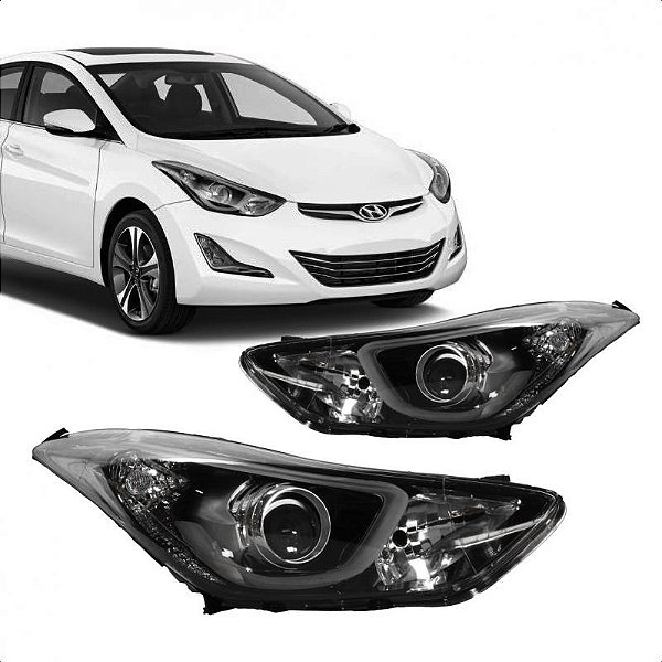 Farol elantra hyundai de 2014 a 2016 lado direito cromado manual com projetor com LED