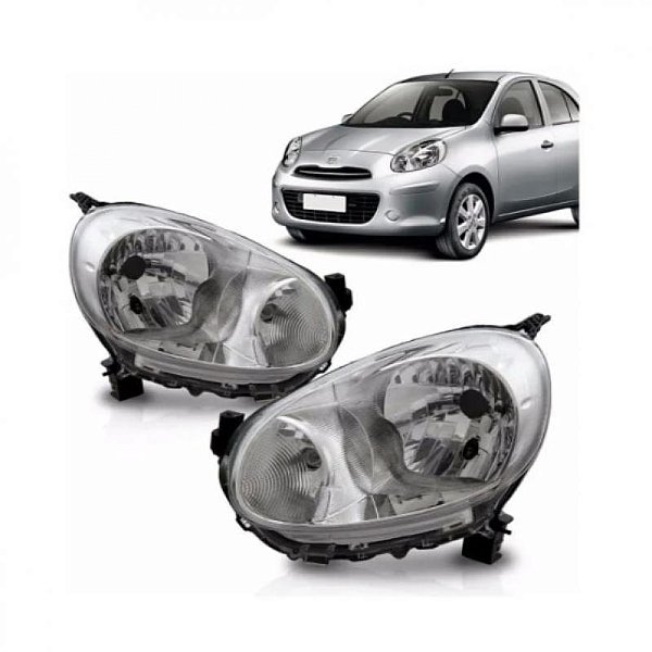 Farol march nissan de 2011 a 2013 lado esquerdo cromado manual