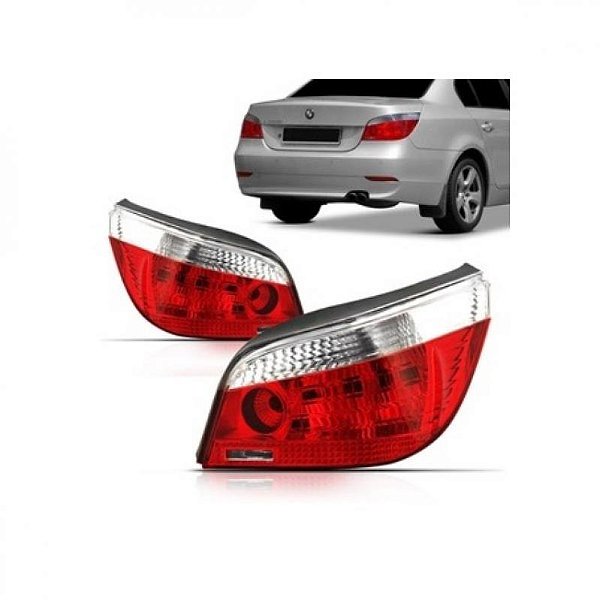 Lanterna série 5 bmw de 2004 a 2006 traseira lado esquerdo vermelha e cristal sedã