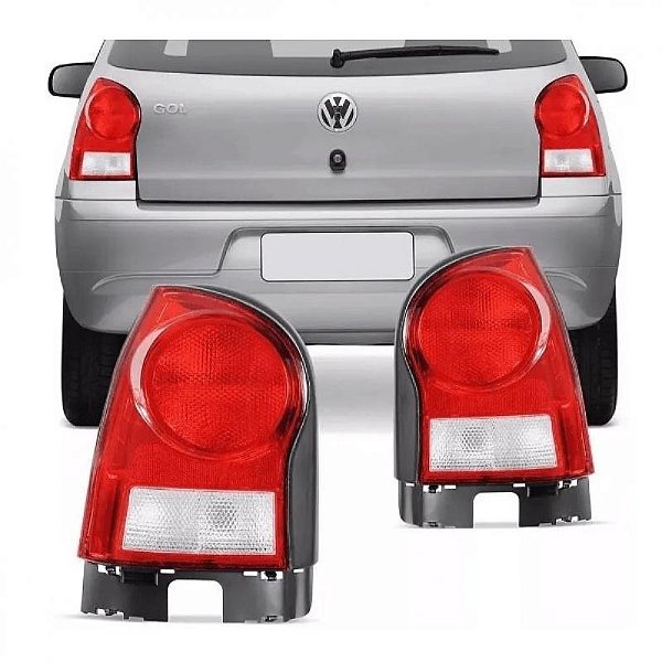 Lanterna gol geração 4 volkswagen de 2006 a 2008 traseira lado direito bicolor com carcaça preta