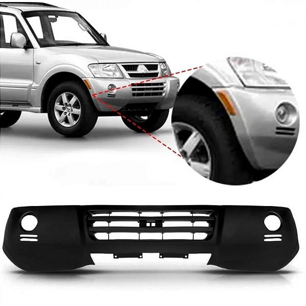 Para choque pajero full mitsubishi de 2004 a 2007 dianteiro preto com furo e com furo para lanterna lateral
