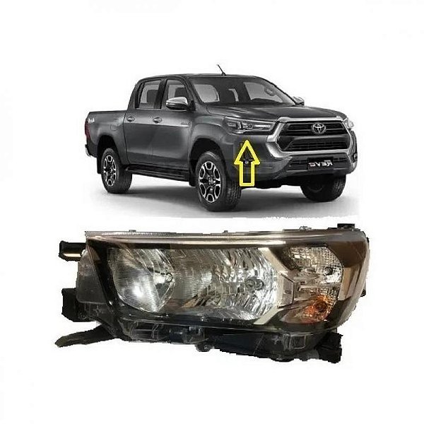 Farol hilux toyota de 2021 a 2025 lado direito elétrico com motor para picape