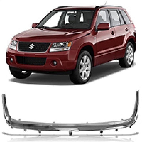 Moldura inferior para choque da grade do radiador grand vitara suzuki de 2009 a 2012 cromada