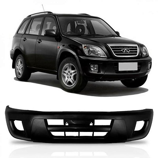 Para choque tiggo chery de 2010 a 2013 dianteiro preto com ressalto para placa