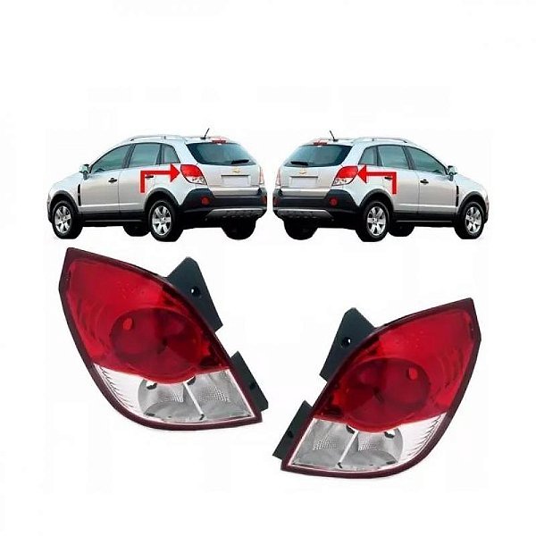 Lanterna captiva chevrolet de 2008 a 2012 lado direito traseiro vermelha e branca