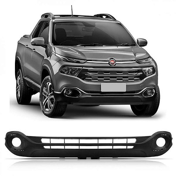 Saia para para choque toro fiat de 2016 a 2019 dianteira preta com furo para farol auxiliar sem furo para aplique