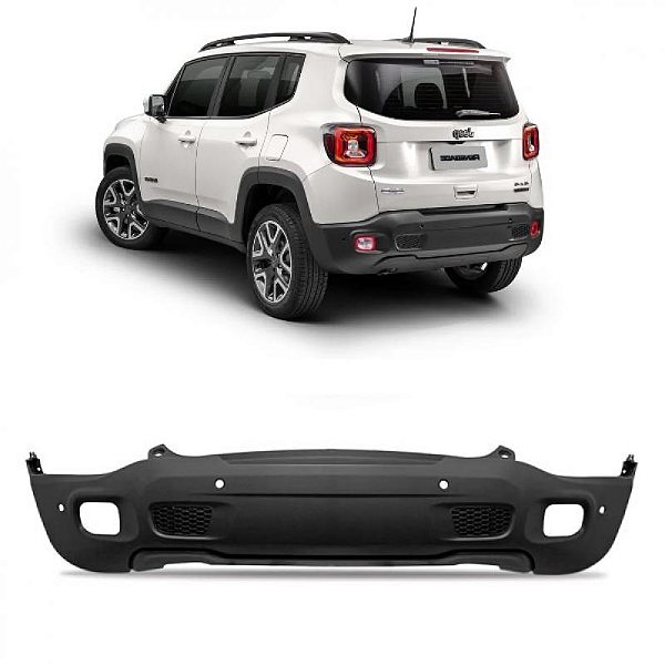 Para choque renegade jeep de 2015 a 2021 traseiro texturizado sem pisca com furo para sensor longitude