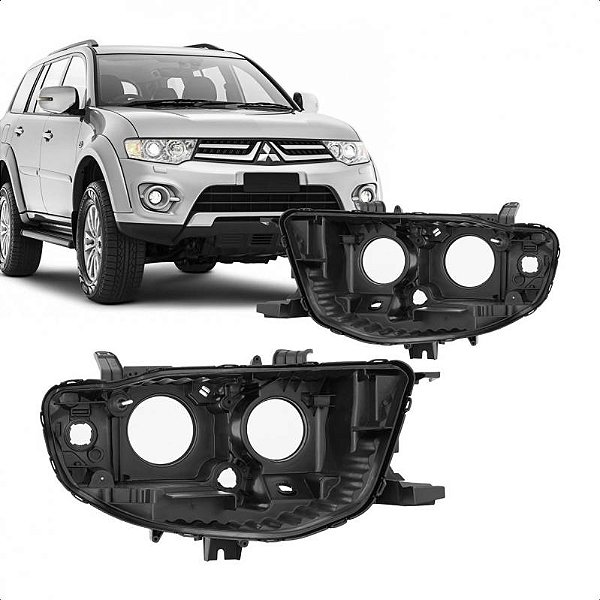 Carcaça de farol pajero dakar mitsubishi de 2009 a 2014 lado direito com regulador