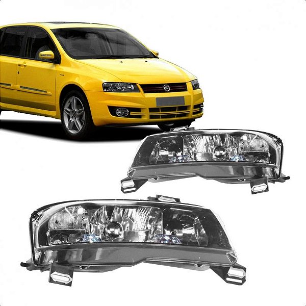 Farol stilo fiat de 2003 a 2011 lado esquerdo fumê elétrico sem motor com auxiliar e conector quadrado