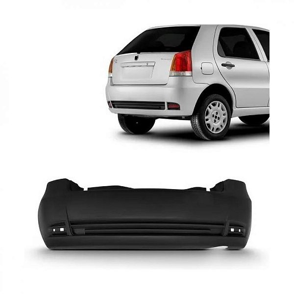 Para choque palio fiat de 2004 a 2015 traseiro preto tipo zoiao
