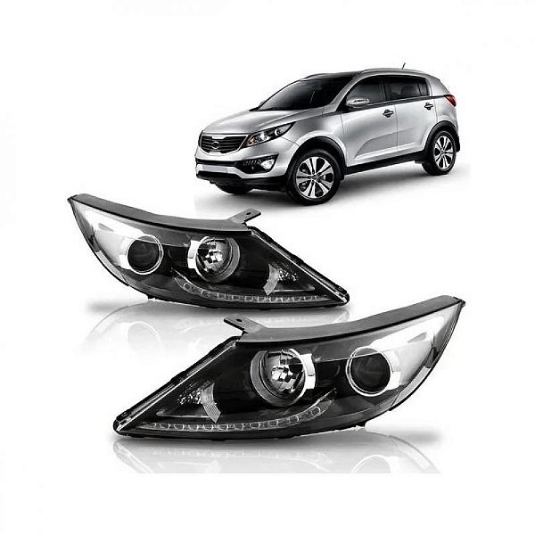 Farol sportage kia de 2011 a 2014 lado direito versão ex manual e elétrico com LED