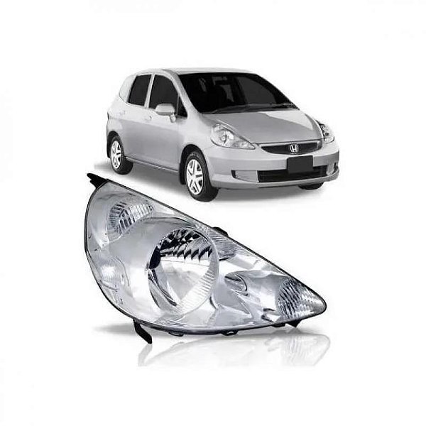 Farol fit honda de 2003 a 2008 lado esquerdo cromado