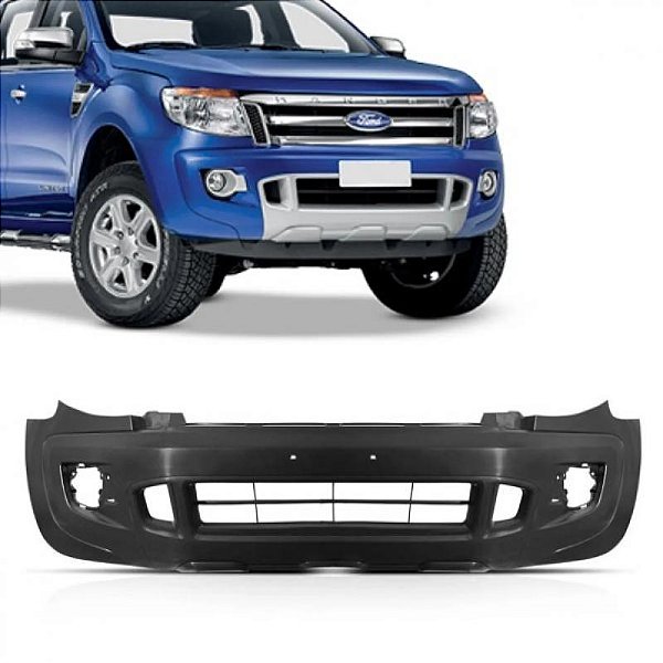 Para choque ranger ford de 2013 a 2016 dianteiro preto com furo auxiliar