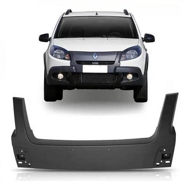 Moldura inferior do para choque sandero stepway renault de 2012 a 2014 dianteira preta suporte