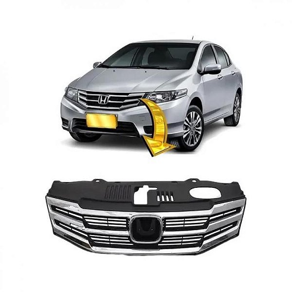 Grade do radiador city honda de 2012 a 2014 preta com friso cromado sem emblema