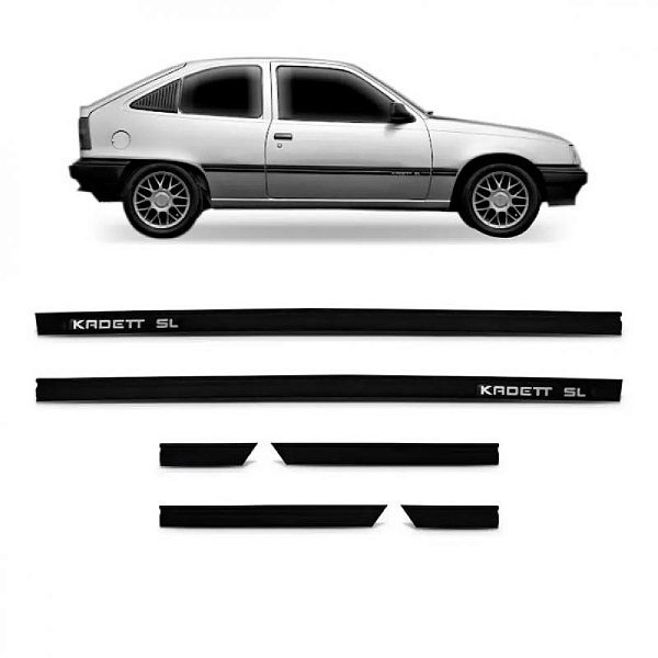 Friso kadett chevrolet de 1989 a 1998 lateral preto versão sl seis peças