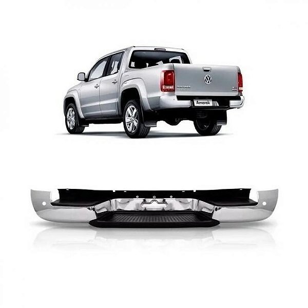 Para choque amarok volkswagen de 2010 a 2024 traseiro cromado com furo para sensor