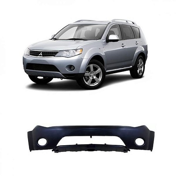Para choque outlander mitsubishi de 2007 a 2009 dianteiro preto com furo