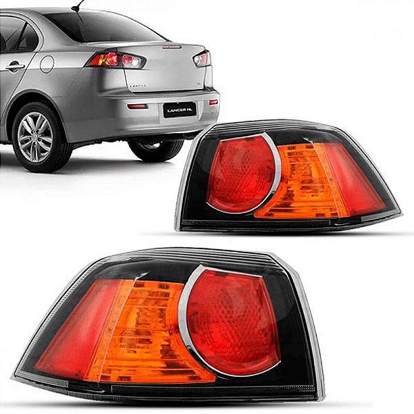 Lanterna lancer mitsubishi de 2008 a 2019 traseira lado esquerdo borda preta