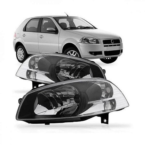 Farol palio fiat de 2008 a 2016 e strada fiat de 2014 a 2020 lado direito preto manual cromado reto