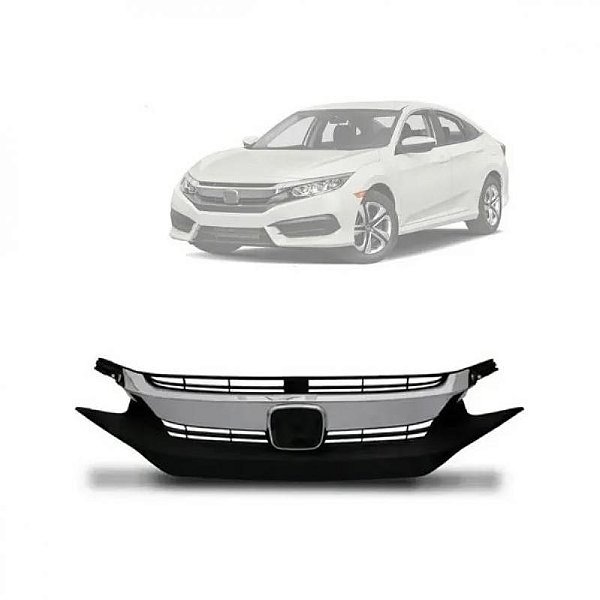 Grade do radiador civic honda de 2017 a 2019 cromada e preta sem furo para sensor