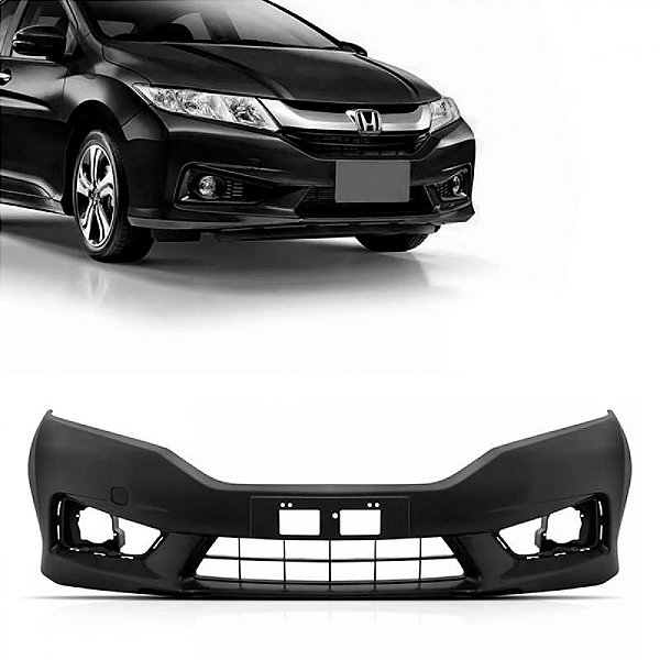 Para choque city honda de 2014 a 2017 dianteiro preto com grade e com tampa de reboque