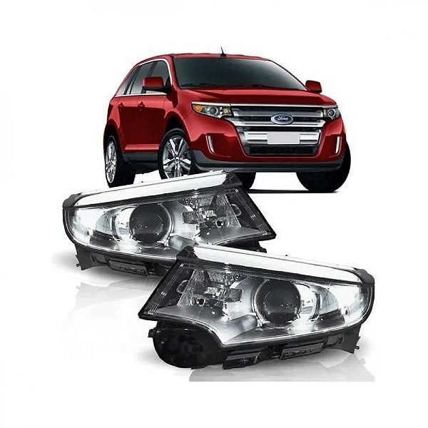 Farol edge ford de 2011 a 2014 lado direito cromado cristal elétrico com projetor