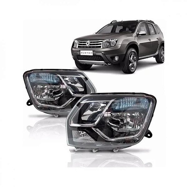 Farol duster renault de 2016 a 2020 lado direito azul manual com pisca e cúpula azul