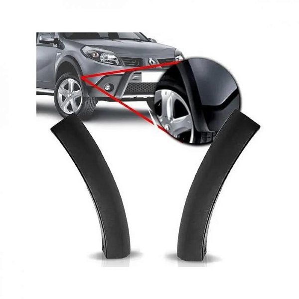 Moldura do vão do paralama sandero stepway renault de 2008 a 2011 dianteira lado esquerdo menor