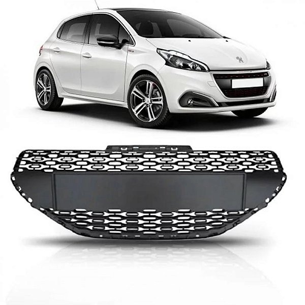 Grade do radiador 208 peugeot de 2012 a 2016 preta sem moldura modelo cibie europeu esportiva