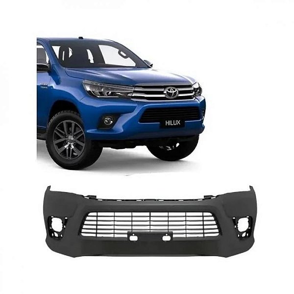 Para choque hilux toyota de 2016 a 2017 dianteiro texturizado picape cabine dupla com furo e com friso cromado com furo para sensor e com grade