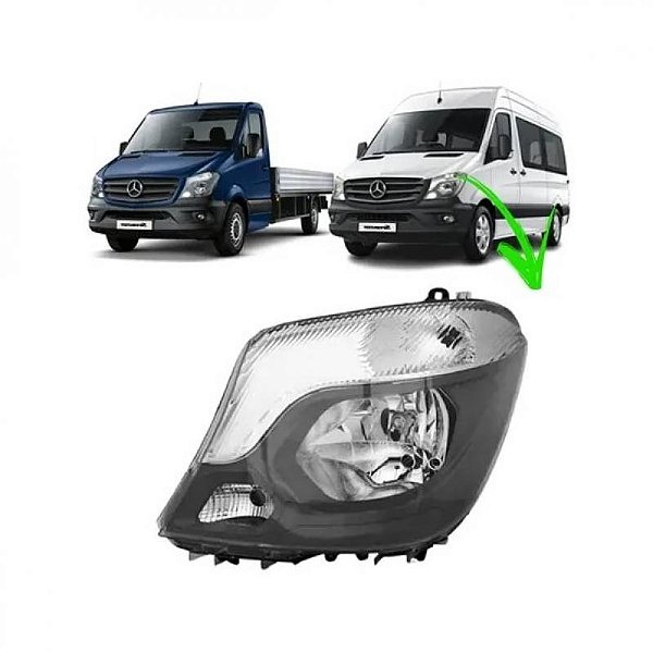 Farol sprinter mercedes benz de 2017 a 2019 lado esquerdo elétrico com motor
