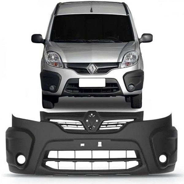 Para choque kangoo renault de 2015 a 2018 dianteiro preto texturizado com furo