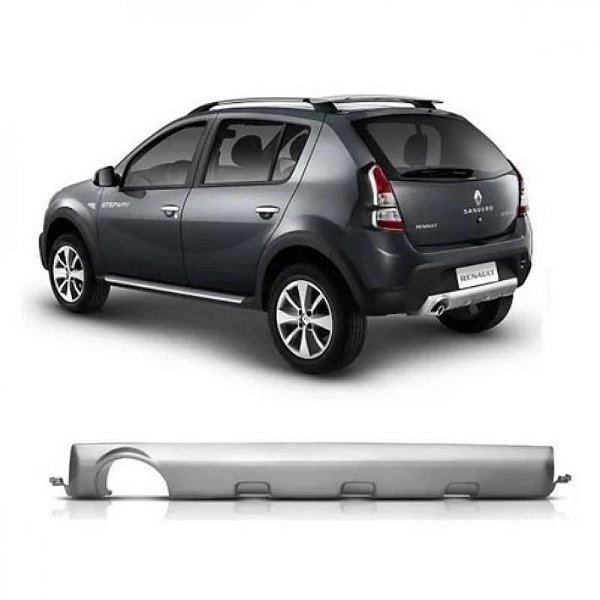 Acabamento de para choque sandero stepway renault de 2008 a 2014 traseiro inferior prata