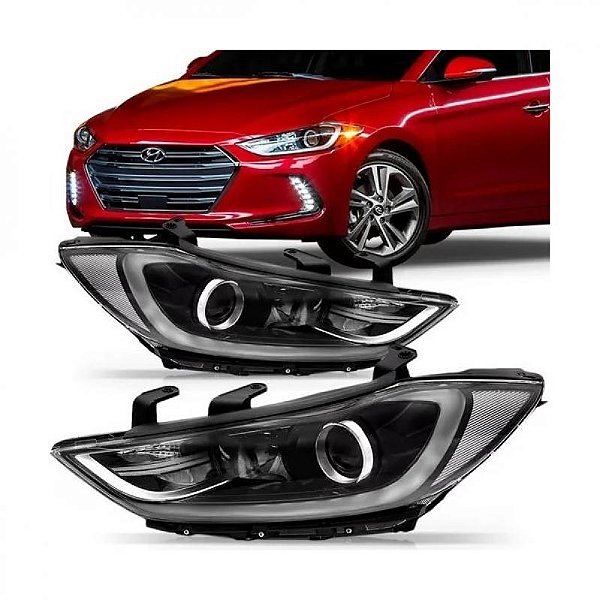 Farol elantra hyundai de 2017 a 2018 lado direito elétrico com motor com projetor sem LED