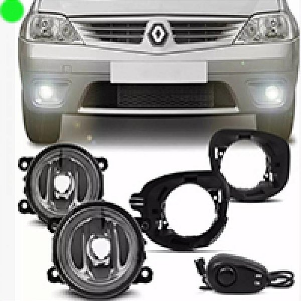 Kit de farol auxiliar sandero e logan renault de 2008 a 2011 com suporte sem grade e com botão universal