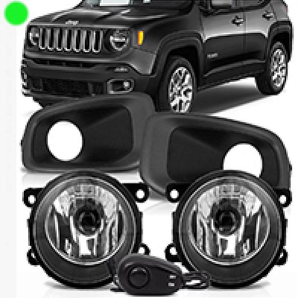 Kit de farol auxiliar renegade jeep de 2015 a 2019 com grade e moldura inferior do para choque cinza com botão