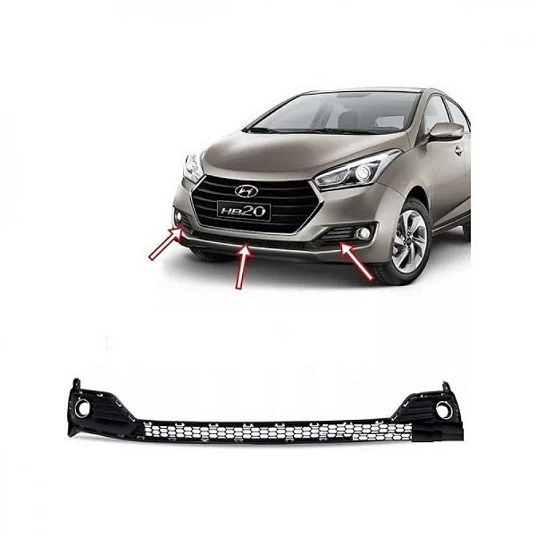 Grade de para choque hb20 hyundai de 2016 a 2019 dianteira com furo para auxiliar e aro cromado