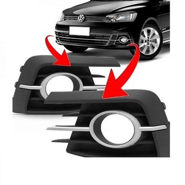 Grade para para choque gol volkswagen de 2016 a 2018 dianteiro lado direito com aro cromado e furo geração 7