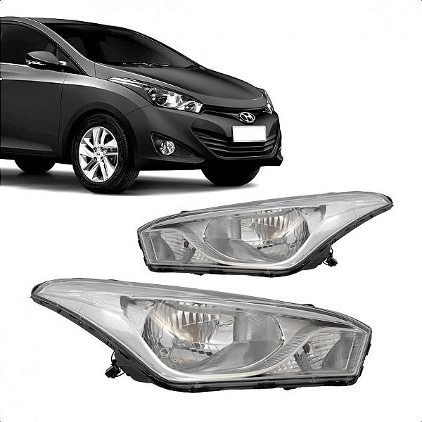 Farol hb20 hyundai de 2012 a 2019 lado esquerdo cromado