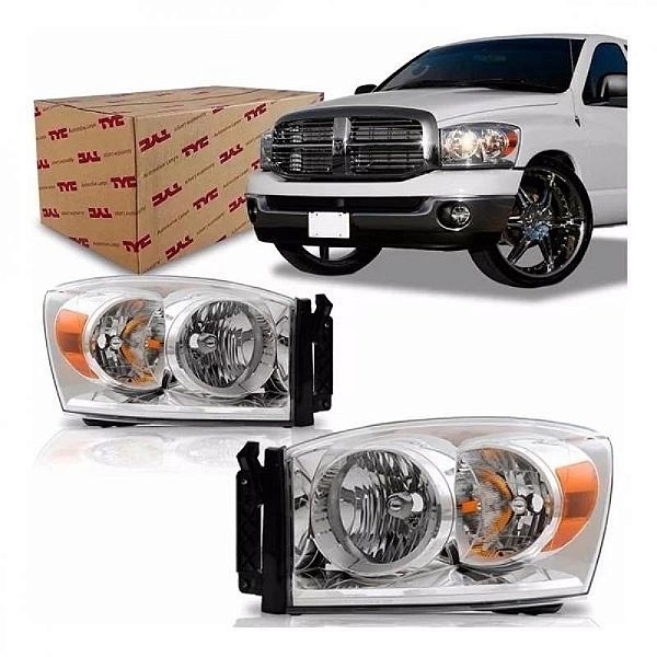 Farol ram dodge de 2006 a 2009 lado direito cromado com pisca lateral âmbar