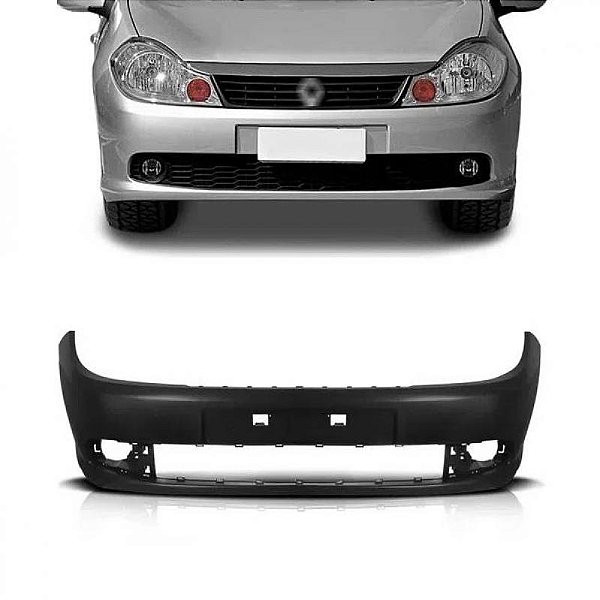 Para choque symbol renault de 2009 a 2013 dianteiro preto com furo