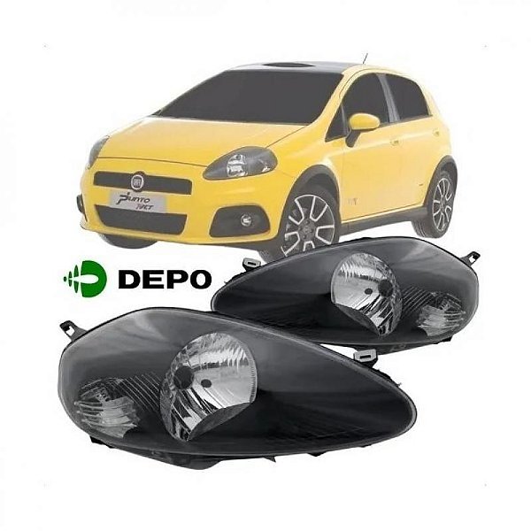 Farol punto fiat de 2007 a 2012 lado esquerdo preto elétrico com soquete redondo