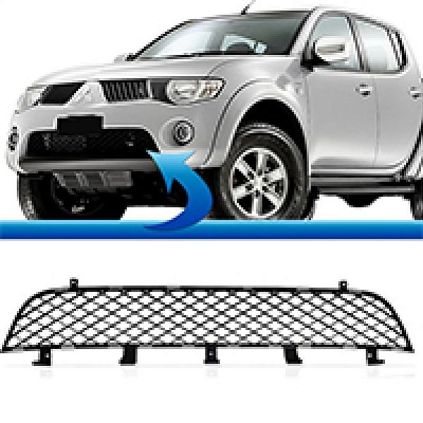 Grade do para choque triton mitsubishi de 2007 a 2010 dianteira inferior central preta