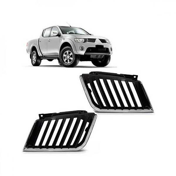 Grade do radiador triton mitsubishi de 2007 a 2010 lado esquerdo preto e cromado